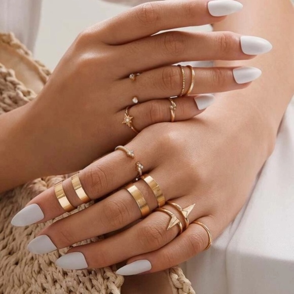 Jewelry - 3 For $30 11pc Sunburst Gold Midi Rings